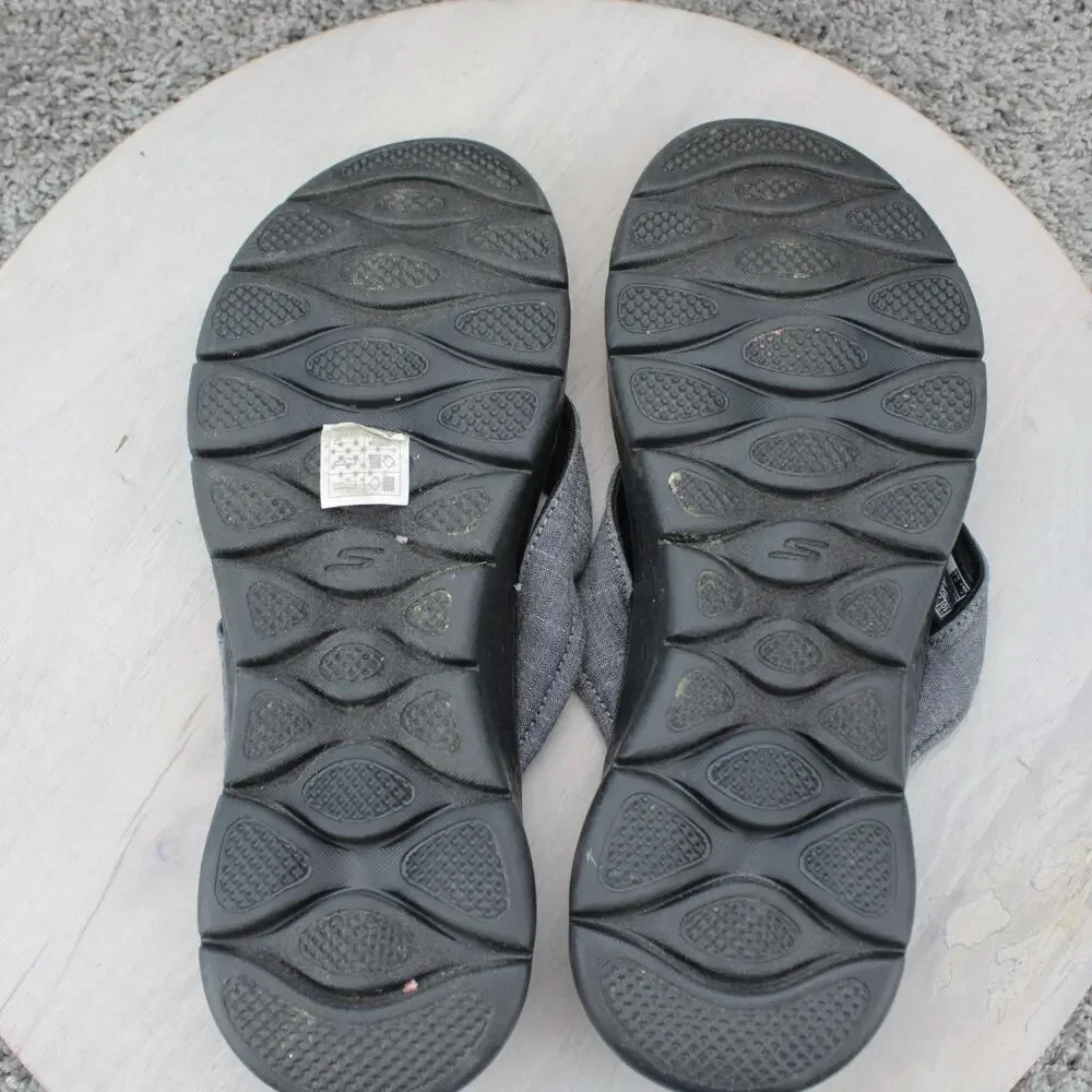 Skechers On The Go 600 Black Goga Mat Flip Flop Sandals Womens 10